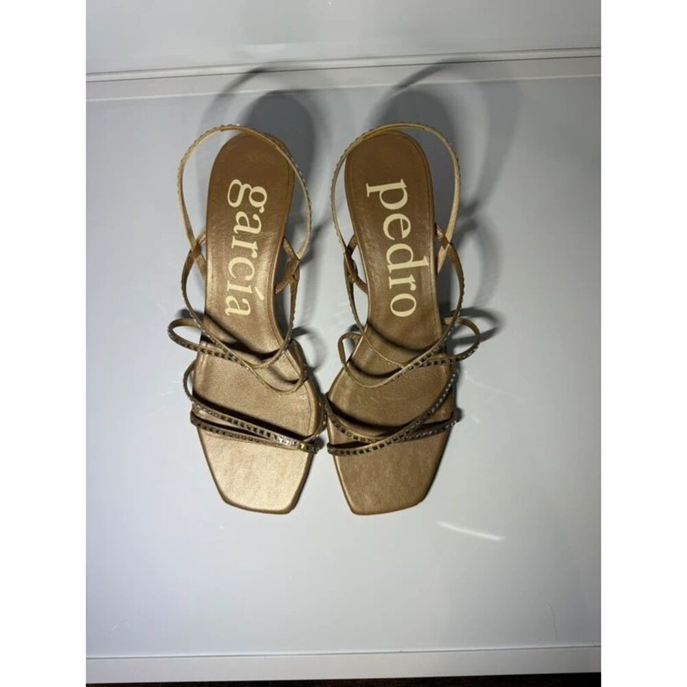 Pedro Garcia Metallic Bronze Strappy Slingback Kitten Heel Sandals size7.5